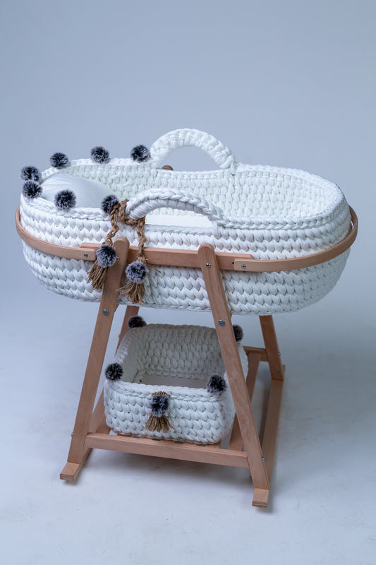 Handmade Baby Cradle Set - White