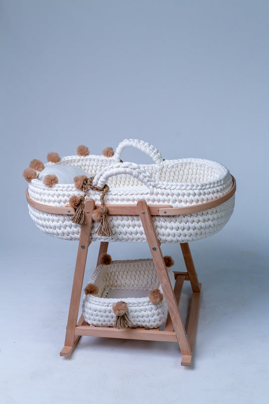 Handmade Baby Cradle Set - Cream