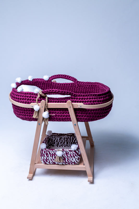 Handmade Baby Cradle Set - Burgundy